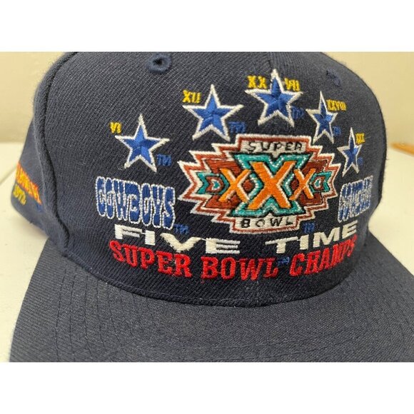 NEW VTG 90s Dallas Cowboys 5X Super Bowl Champions Annco Hat Cap NOS Wool Blend - Picture 4 of 15